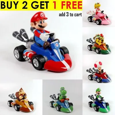 Buy Super Mario Figure Kart Luigi Peach Toad Bowser Pull Back Car Christmas Gifts  • 7.94£