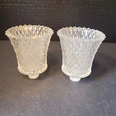 Buy Vintage Clear Glass Diamond Cut Sconce Votive Candle Holders With Peg Set Of 2 • 9.45£