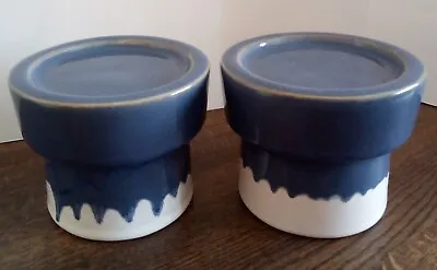 Buy 2 X Blue & White Pillar Candle Holders, 8cm High, NEW • 6.99£