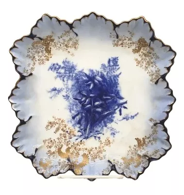 Buy Antique Doulton Burslem Plate England Flow Blue Bells Flowers Gilded EXC COND • 165.76£