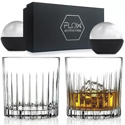Buy Set Of 2 Crystal Whiskey Glasses Bar Gift Scotch, Bourbon G&T Tumblers BOXED • 17.95£
