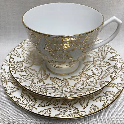 Buy Gorgeous Vintage Windsor Gold Chintz English Bone China Trio Cup Saucer Plate • 7.50£
