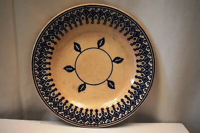 Buy Antique Scottish Irish Spongeware Pottery Plate Single Band And Leaf Decoration  • 114£