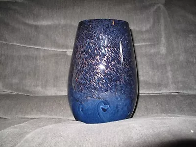 Buy Vintage Strathearn Art Glass Vase Leaping Salmon Mark Blue & Gold Flecking 10  • 55£