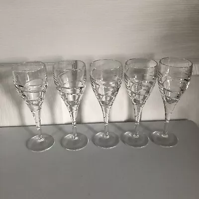 Buy Set Of 5 Crystal Wine Glasses Heavy With Cut Swirl Design • 110£