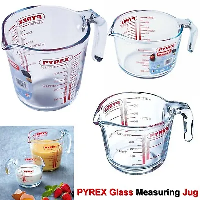 Buy Pyrex Classic Measuring Jug Heat Resistant Glassware Oven Safe 0.5L 0.25L 1 Ltr • 12.99£