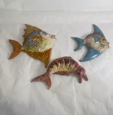 Buy Vintage Hand Painted Fish X 2 Wall Hanging Ceramic Art Pottery Sea Horse  • 28.99£