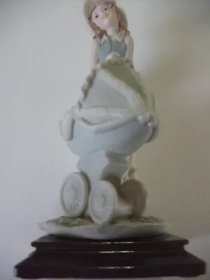 Buy Signed Vintage Capodimonte Auro Belcari, Young Mother With Baby In Pram Figurine • 12.95£
