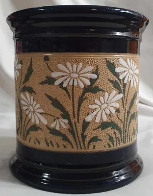 Buy A Lovatt Langley Mill Art Pottery Large Tobacco Jar Black With White Flowers A/F • 11.24£