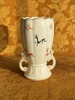 Buy Vintage Art Deco Large Vase Jug Pot Hand Painted Arthur Wood Reindeer Antique • 18£