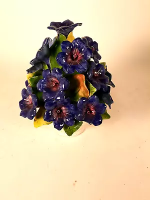 Buy Mid Century Modern Ceramic Vase Of Blue Flowers, Italy, 1950s-60s • 43.33£