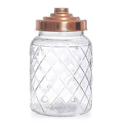 Buy Sil Round Storage Jar With Copper Lid Clear 10 X 18cm KG0092 • 8.35£
