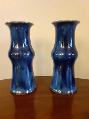 Buy Pair Of Royal Doulton Vases, Art Deco, Blue Glazed • 49.98£