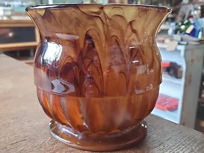 Buy Art Deco Davidson Amber Cloud Glass Vase No. 1910bv • 18£