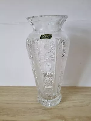 Buy Vintage Violetta Poland 24% Lead Crystal Vase 10  Tall Star Pinwheel Cross • 25£