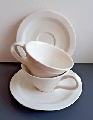 Buy Sophie Conran For Portmeirion 2 Large White Ripple Cups & Saucers • 19.95£