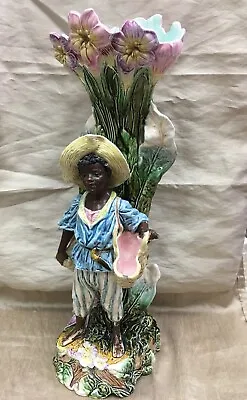 Buy Large Majolica Antique Planter France C* 1880 Vase Blackamoor Child Boy 19  Tall • 195£