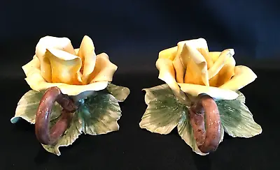 Buy Vintage Rose Candle Holders Made In Italy Ceramic By Nora Fenton Set Of 2 • 31.25£