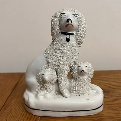 Buy Antique Staffordshire Poodles Confetti Trio Dog Puppies Mantle Figurine 14cm • 24.99£