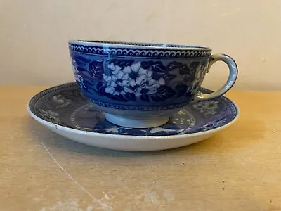Buy Antique Wedgwood  Fallow Deer Blue And White Large Tea Cup & Saucer • 4.99£