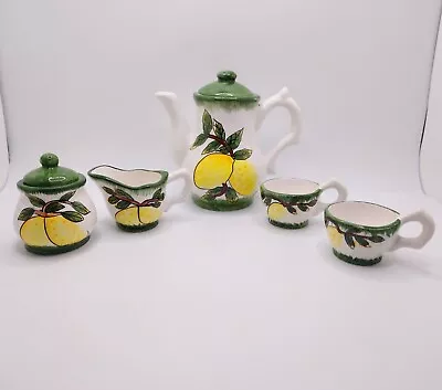 Buy Vintage Miniature Tea Set 7 Piece Fruit Lemons Green Yellow 1990s • 18.97£