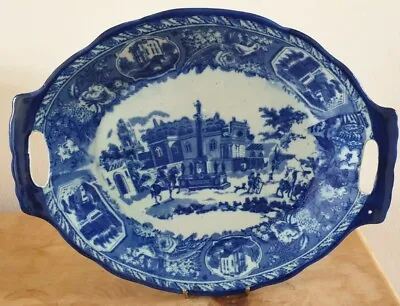 Buy Victoria Ware Ironstone Flow Blue 12  Platter Handles Colonial Landscape • 19.99£