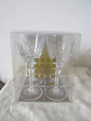 Buy Icon Gold By Jack B Glassware Set Of 4 Lead Crystal Cut Glass Wine Glasses Boxed • 14.99£