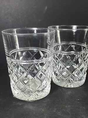 Buy 2x Beautiful Vintage Cut Glass Crystal Heavy Tumblers • 12£