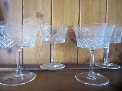 Buy FOUR Pall Mall  Etched,  Champagne /Cocktail Glasses .(1 Small Chip On One ) • 29.95£
