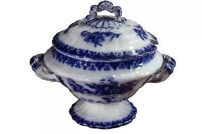Buy An Antique Flow Blue & White Copeland And Garrett Tureen Circa 1833-1847 • 28£