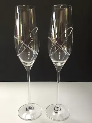Buy 2 Royal Doulton Crystal  Celebration  Swarovski Elements Champagne Flutes • 24£