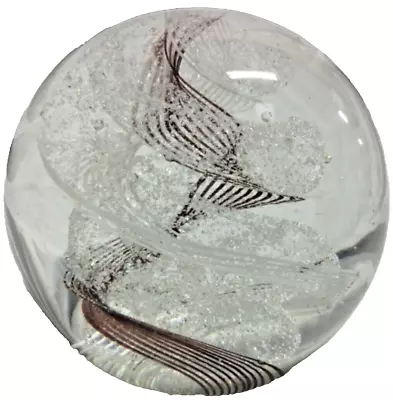 Buy Glass Paperweight Bubbles & Spiral Vintage Collectable Art Glass Decorative 10cm • 15£
