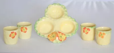 Buy Primula Pattern, Pottery 3  Egg Cup Tray C1920/30  Primula Pattern + 4 Egg Cups • 49£