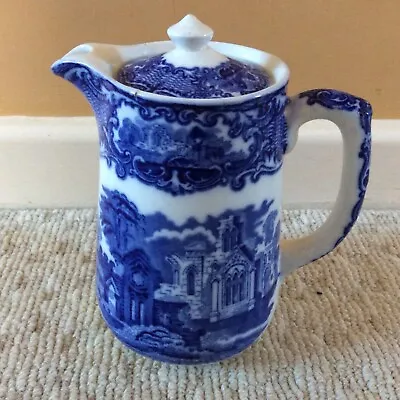 Buy Antique George Jones & Sons Hot Chocolate Water Jug Lid Abbey 1790 Blue & White • 5£