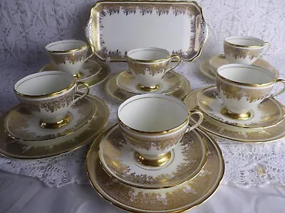 Buy Lovely Foley 19 Piece Tea Set, Classic Gold & Cream, Very Good Condition • 35£