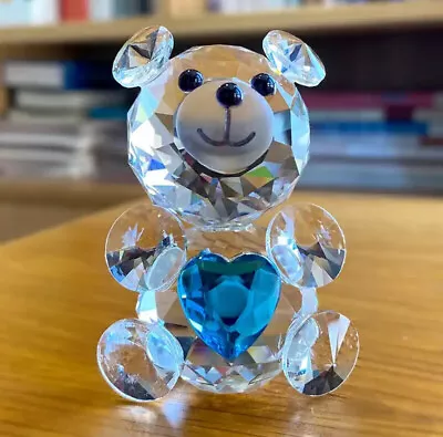 Buy Love Heart Crystal Bear Figurine Glass Ornament With Coloured Heart - Gift Decor • 15.99£