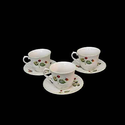Buy Vintage Set Of 3 Cups/Saucers James Kent Old Foley China Strawberry Butterfly • 21.87£