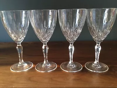 Buy Set Of 4 Vintage Lead Crystal Deep Cut Large Wine Water Glasses Goblets FREEPOST • 46.99£
