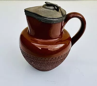 Buy Vintage LOVATTS LANGLEY DENBY Brown Coffee Teapot With Pewter Lid 1/2 Pint • 20£