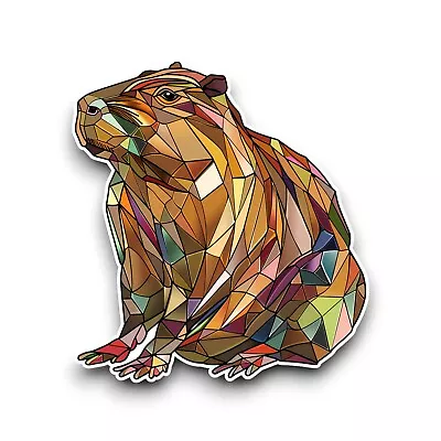 Buy Cute Capybara Animal Stained Glass Mosaic Effect Vinyl Sticker Decal 100x92mm • 2.59£