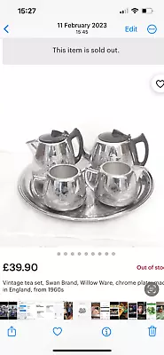 Buy Vintage Siver Tea Set Willow Ware • 25£