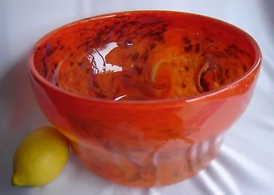 Buy Vintage Vasart Strathearn Art Glass Rare Orange Colour Bowl Crieff Scotland  • 220£