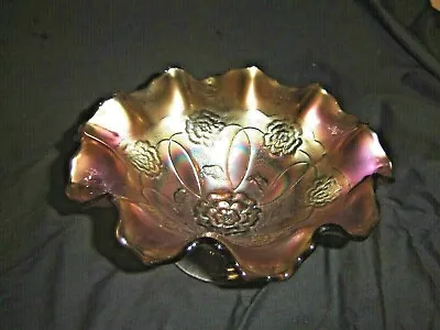 Buy Fab Large Marigold Floral Carnival Glass Bowl • 5.50£