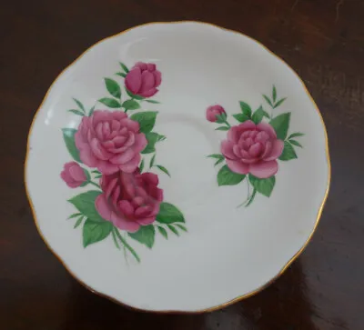 Buy A Single Royal Vale Bone China Tea Saucer With Pink Roses And Gold Gilt Rim • 2.25£