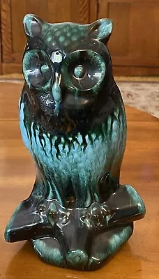 Buy Blue Mountain Owl Canadian Pottery Statue Figurine 10  Blue Retro Mid Century • 47.39£
