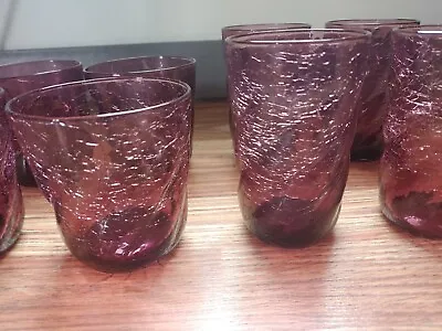 Buy 8 Vintage Purple Lavendar Crackle Glass Dimpled Drinking Glasses Tumblers 6  4  • 94.84£