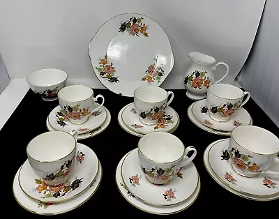 Buy Beautiful Floral Mikado 21 Pcs Marlborough Bone China Tea Set Cups Saucers • 20£