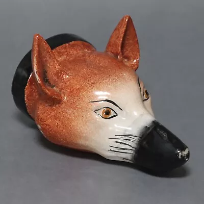 Buy A Charming Antique 19th Century Staffordshire Pottery Fox Head Stirrup Cup. • 180£