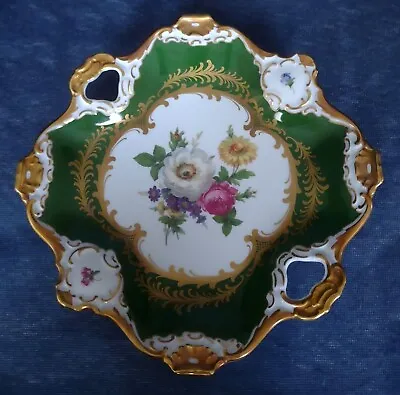 Buy AK KAISER ~ “Isabell” ~ 8  Square PORCELAIN PLATE With Handles ~Green White Gold • 236.81£