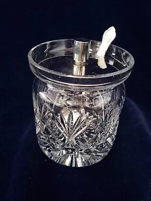 Buy Vintage Cut Glass Condiment Pot & Stainless Steel Spoon/Lid- Exquisitely Cut VGC • 6.99£